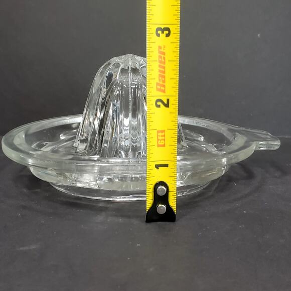 Citrus Reamer Clear Ribbed Glass Juicer with Thumb Tab Handle Vtg - Picture 5 of 12